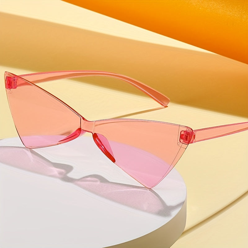 Clear Triangle Frame Sunglasses Y2K Solid One piece Glasses UV400
