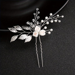 Faux Pearl Crystal Beads Bridal Hairpin Floral U Shaped Hair Sticks