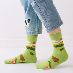 3 Pairs Cartoon Pattern Socks Comfy & Mid Tube Socks Women's Stockings & Hosiery