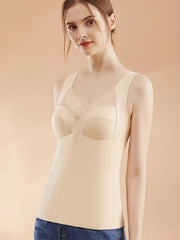 Solid Thermal V Neck Sleeveless Top Women's Lingerie
