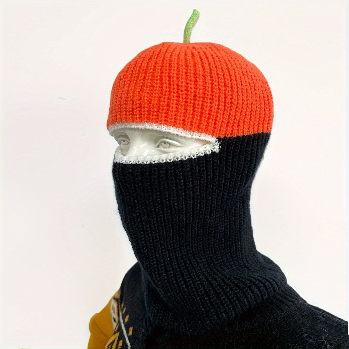 Unisex Warm Pumpkin Mask & Woolen Knitted Hat