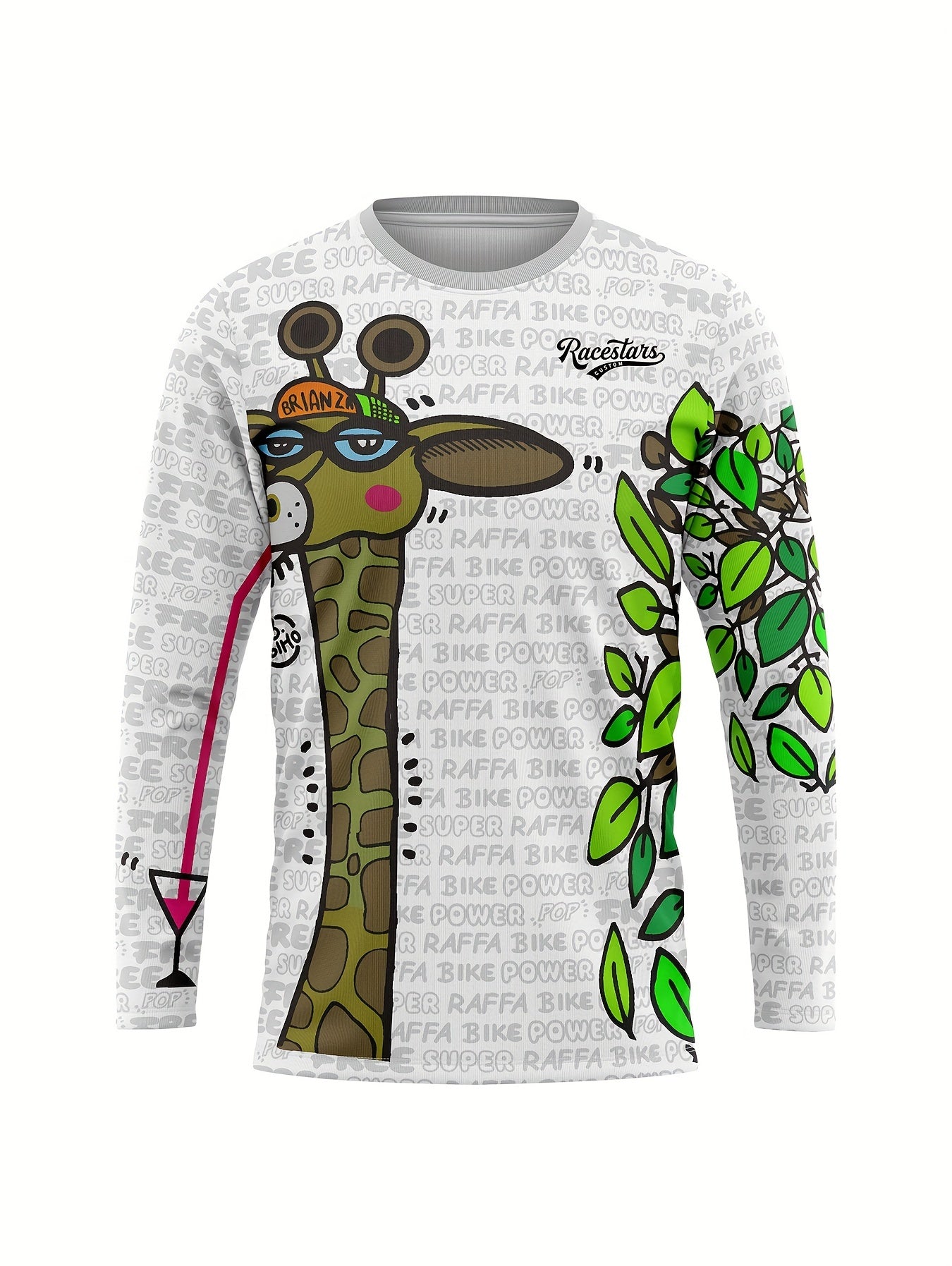 Men's Giraffe Cycling Jersey Quick Dry Long Sleeve T Shirt