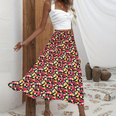 Boho Floral A Line Skirt High Waist Women's Clothing