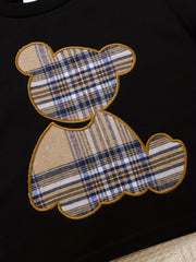 Toddler Boy Outfit Plaid Splicing Casual Set 2pcs
