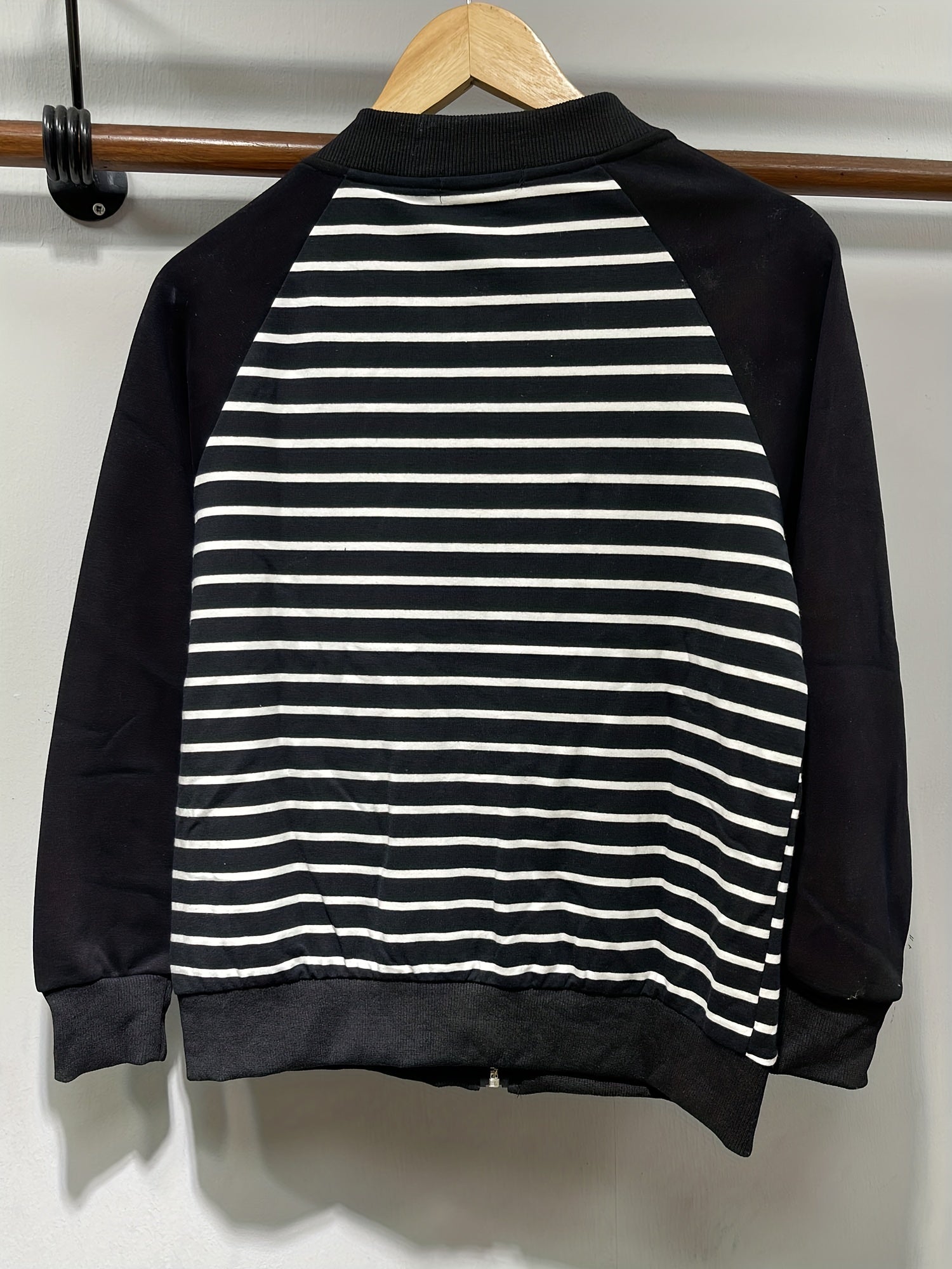 Striped Zip Up Jacket Casual Long Sleeve Jacket Women's Clothing
