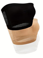 3 Pack Plus Size Ruched Strapless Bra Set