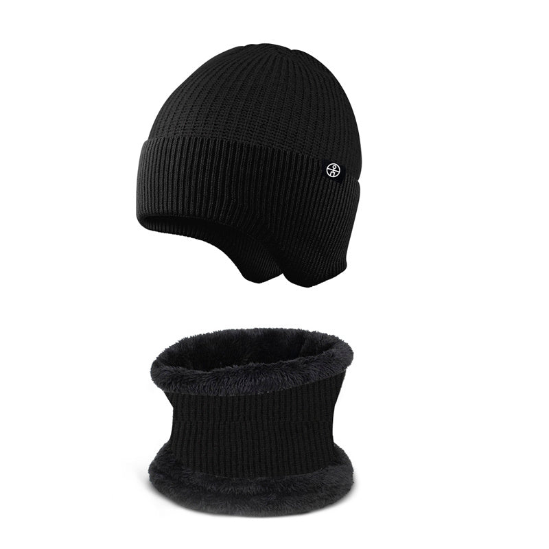 Winter Ear Protection Hat Scarf Fleece Knitted Suit Snow Weather Warm