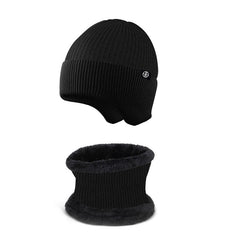 Winter Ear Protection Hat Scarf Fleece Knitted Suit Snow Weather Warm