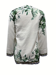 Abstract Print Open Front Jacket Women's Clothing