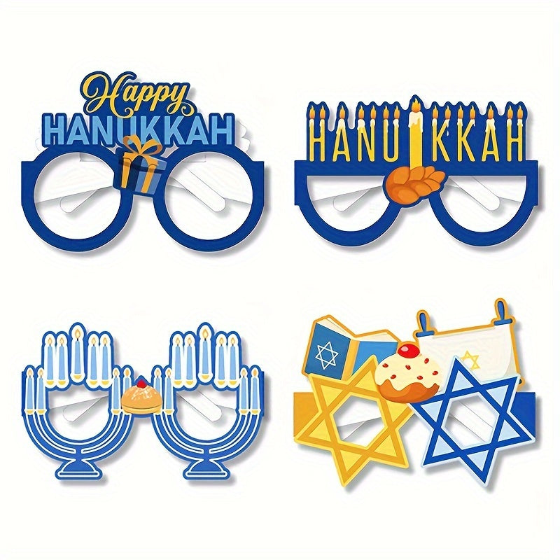 8pcs Hanukkah Paper Glasses Party Photo Props