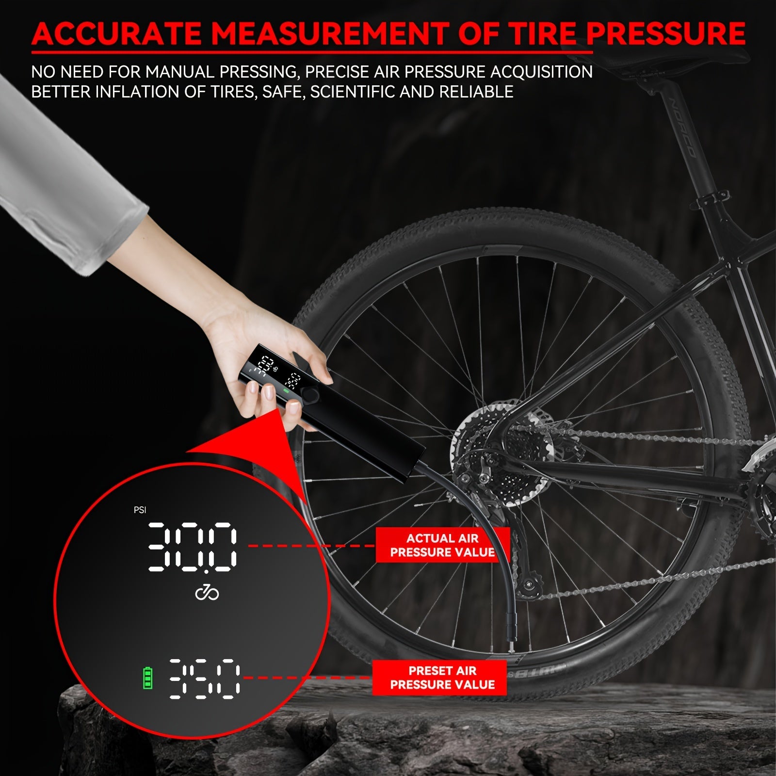 120PSI Wireless Portable Tire Inflator Pump - Fast Inflating Mini Air Pump
