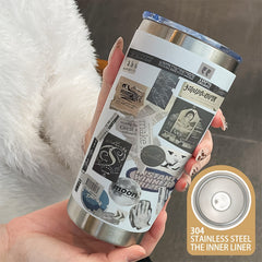 Moon Label Pattern 600ml Insulated Steel Coffee Mug