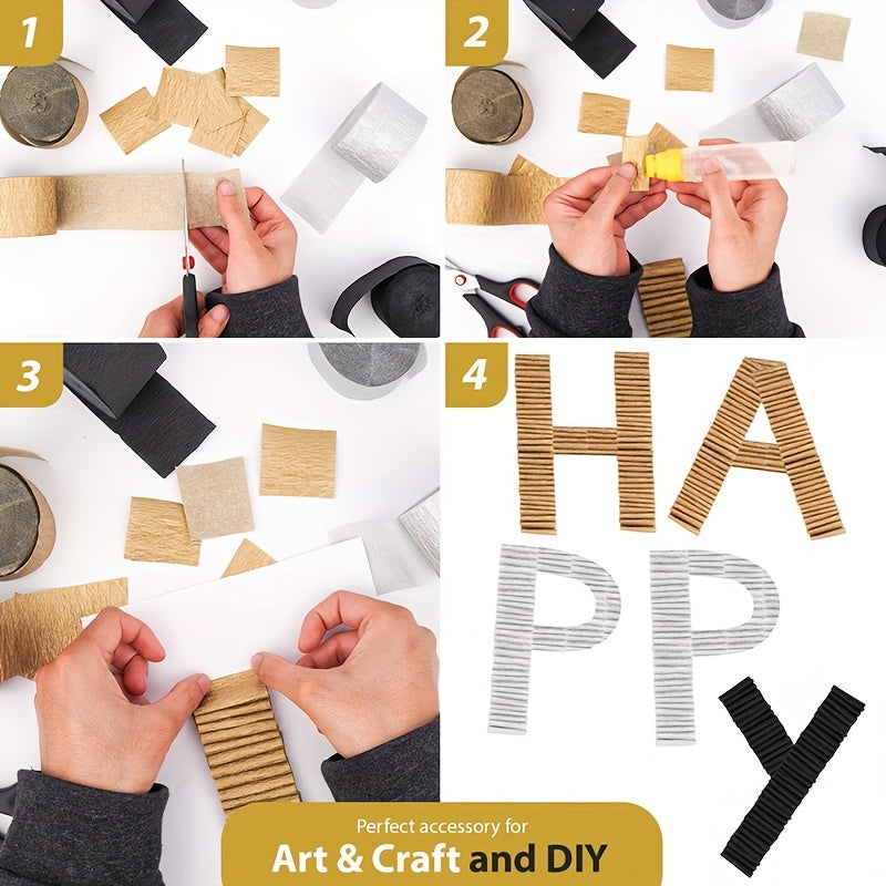 Crepe Paper Streamers Rolls Silvery & Golden 24.99m Long 4.57cm Wide
