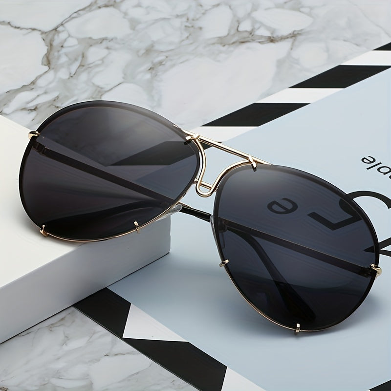 Large Aviator Sunglasses Mirrored UV400 Sun Shades Retro Double Bridge