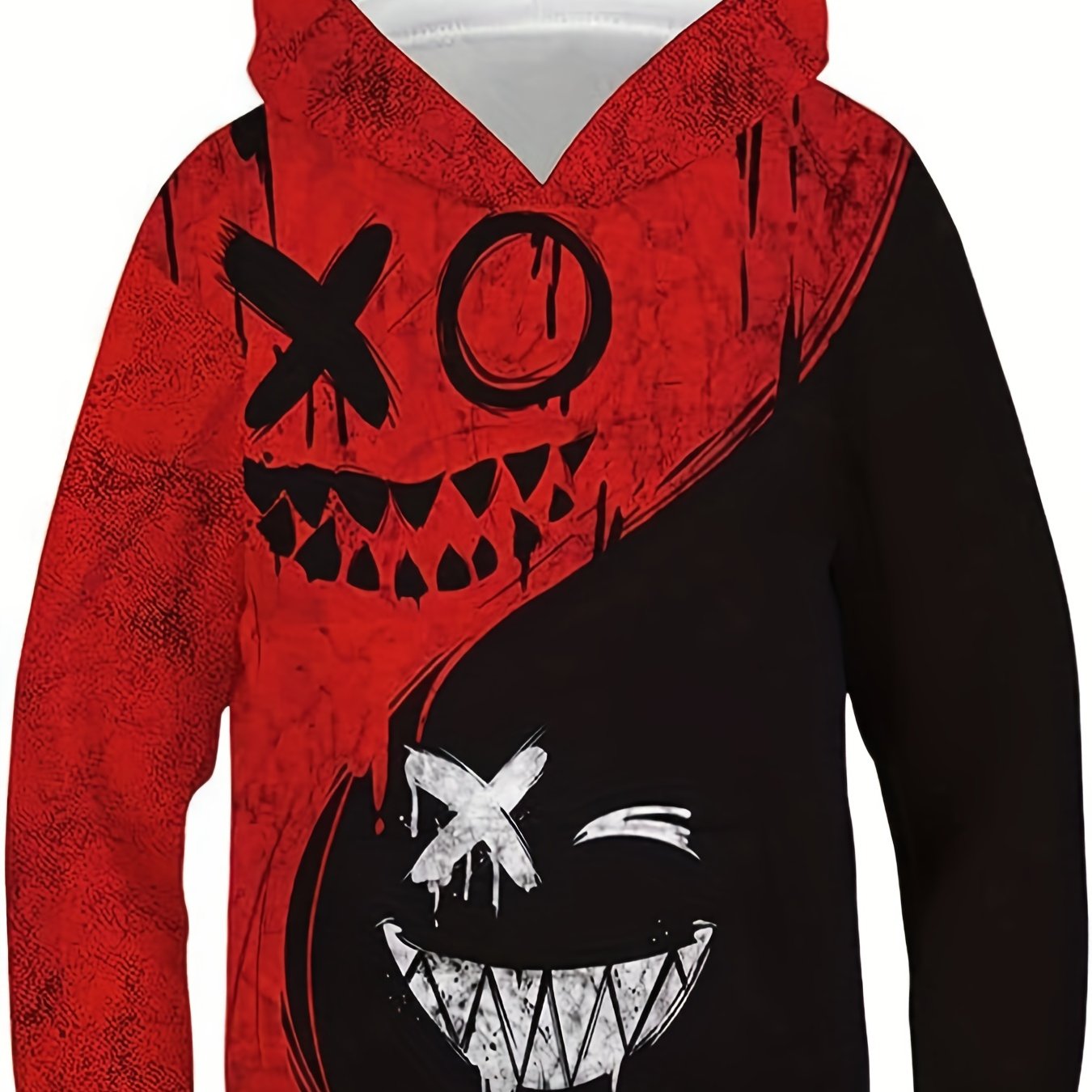 Funny Smiling Print Boys Hooded Sweatshirt