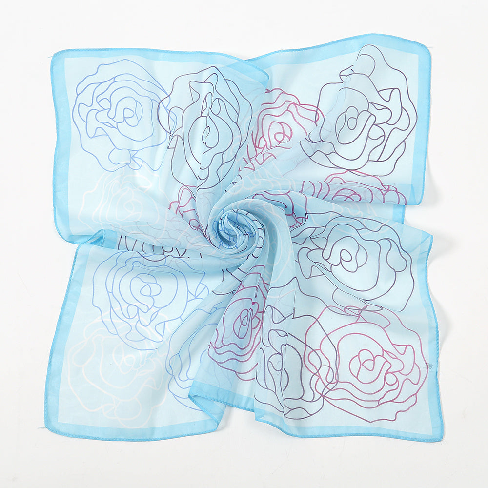 Chiffon Floral Print Scarf Silk Bandana Shawl Neckerchief Head Wrap
