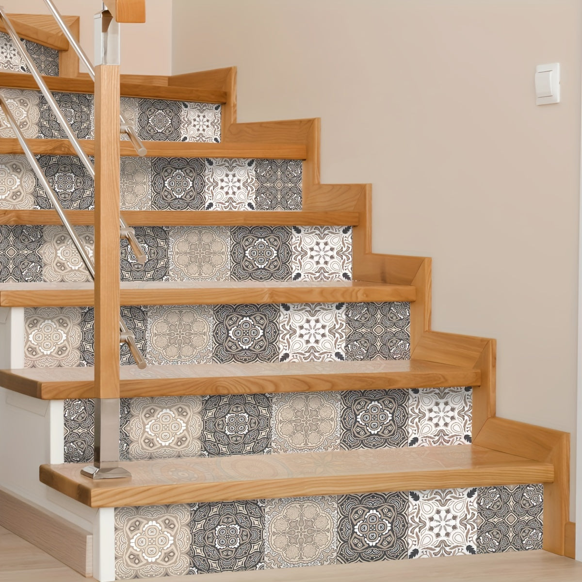 Bohemian Pattern Stair Stickers Self-adhesive Wallpaper