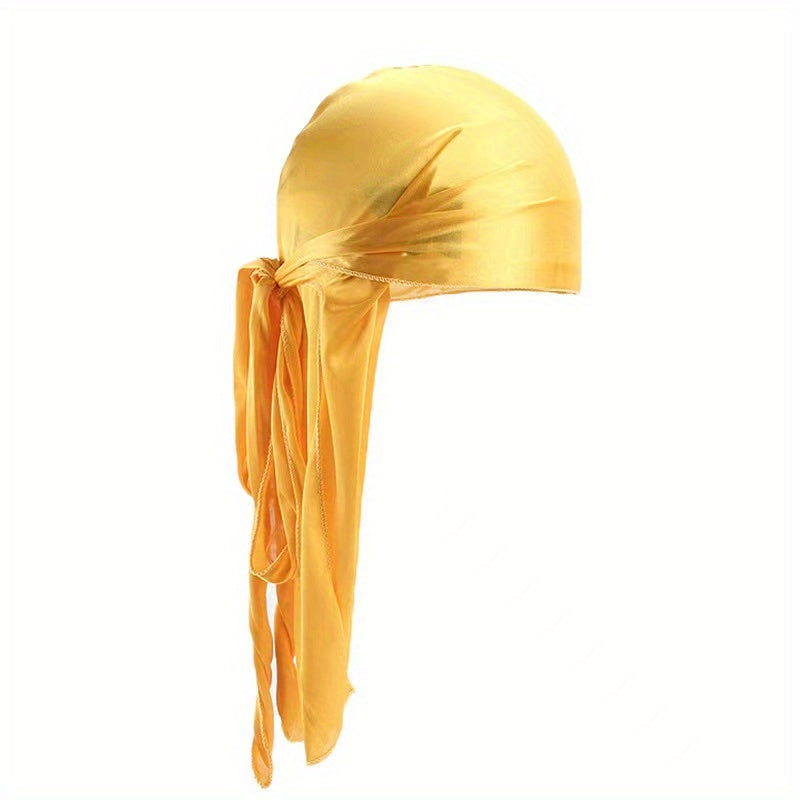 Men's Silky Turban Head Wrap Hat Wig Satin Extra Long Tail