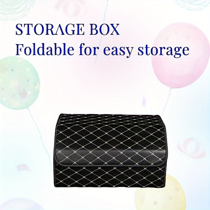 1pc Car Trunk Storage Box PU Leather Organizer Dustproof Lid Supplies