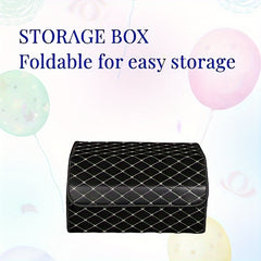 1pc Car Trunk Storage Box PU Leather Organizer Dustproof Lid Supplies