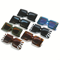 Square Striped Sunglasses Large Gradient Glasses UV400