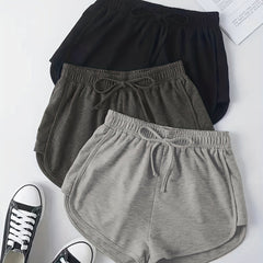 3 Sets Lace Up Lounge Bottoms Elastic Waistband Shorts