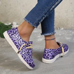 Leopard Print Canvas Lace Up Walking Shoes for Women
