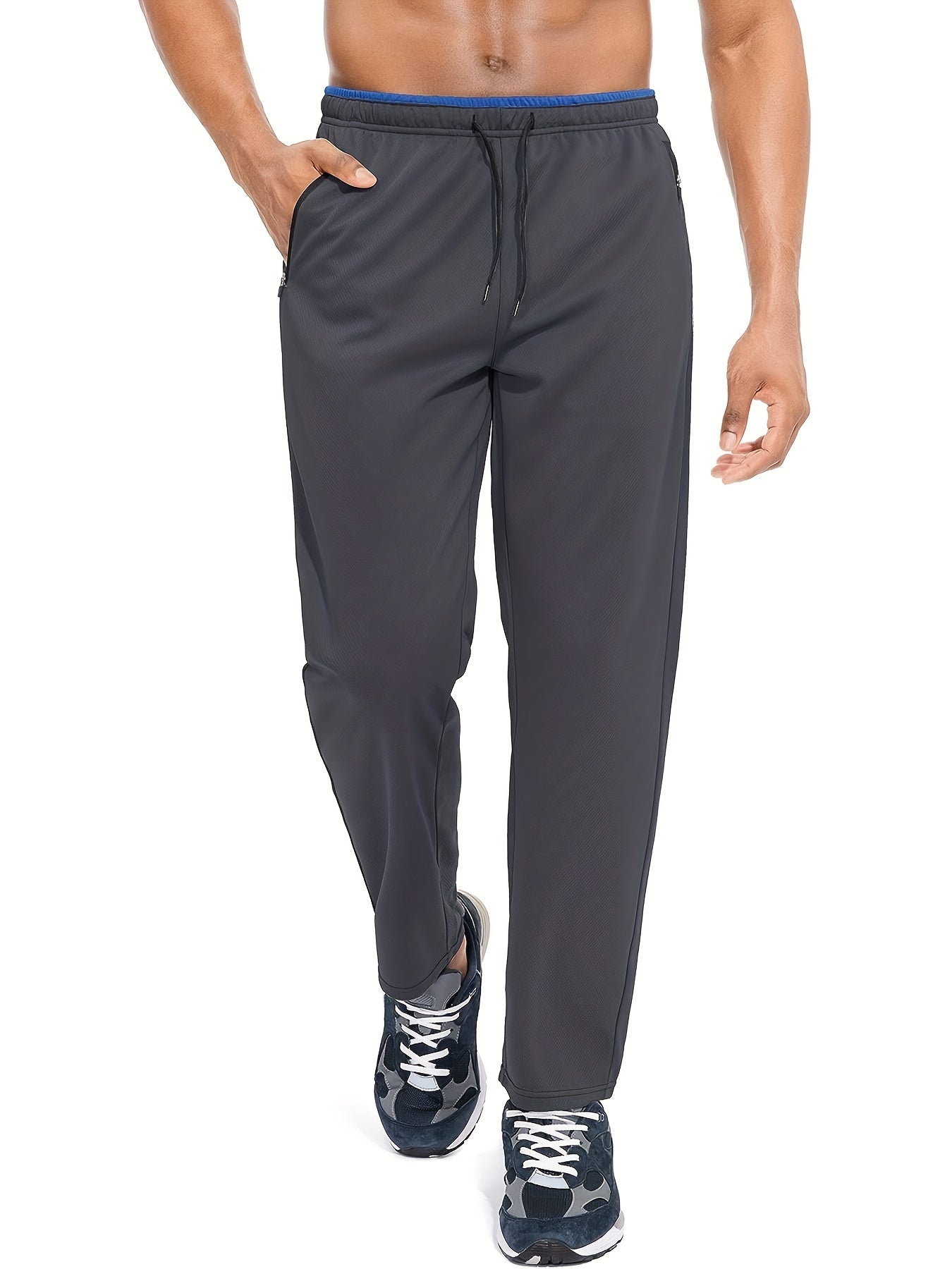Men's Solid Quick Dry Training Jogger Sweatpants Zipper Pocket