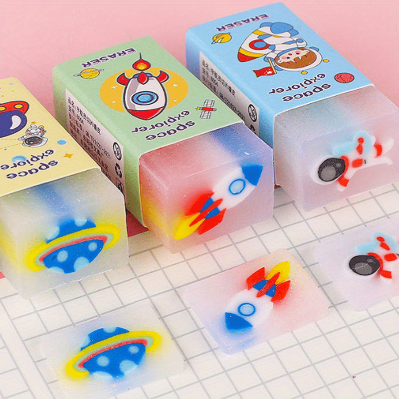 6pcs Outer Space Erasers - Party Favors Classroom Prizes Easter Egg Stuffers