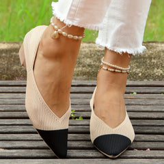 Women's Colorblock Wedge Heels Pointed Toe Slip On Shoes
