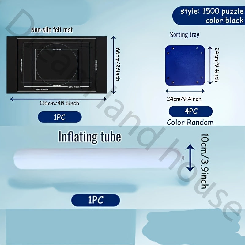 Portable Jigsaw Puzzle Mat Roll with Sorting Trays & Storage Bag
