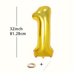 1pc 32 inch Golden Number Balloons - Suitable For Celebrations and Events
