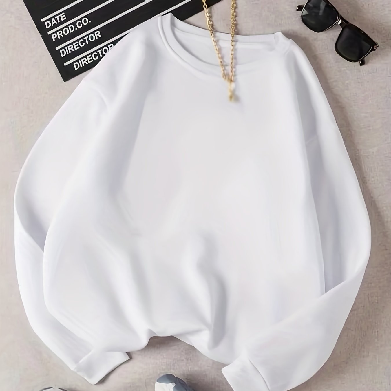 Women's Solid Pullover Crew Neck Sweatshirt for Fall & Winter