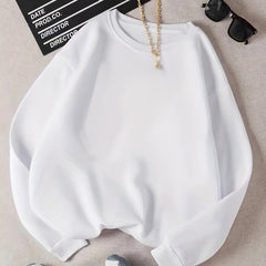 Women's Solid Pullover Crew Neck Sweatshirt for Fall & Winter