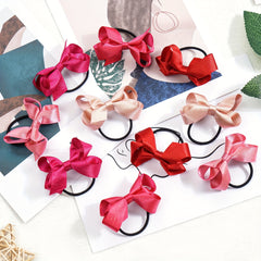 40pcs Glitter Silky Ribbon Bows Hair Tie Elastic Ties Hair Bands For Baby Girls