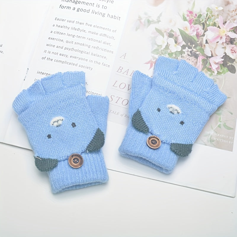 Kids' Cartoon Bear Cashmere Gloves for 3-6 Years