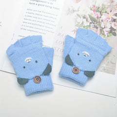 Kids' Cartoon Bear Cashmere Gloves for 3-6 Years