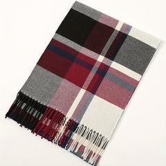 Men's Casual Geometric Plaid Tassel Scarf