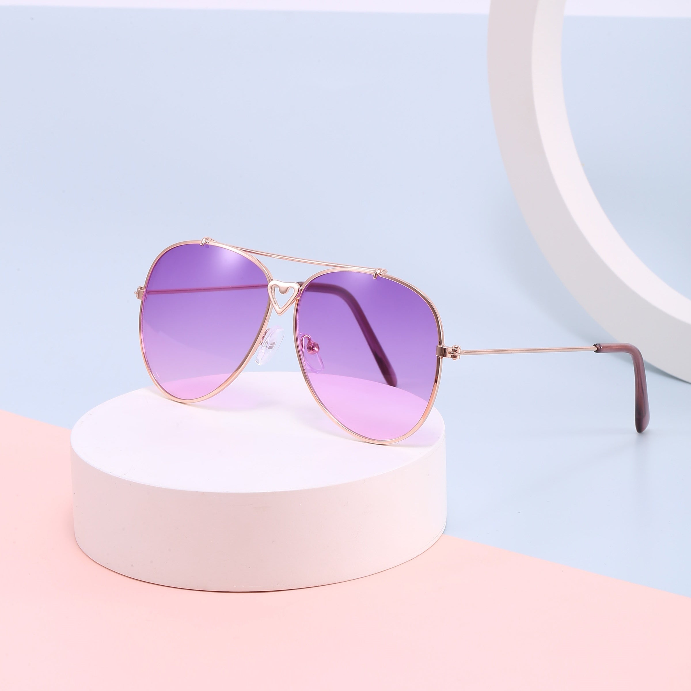 Heart Decor Metal Sunshade Sunglasses for Girls & Boys