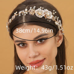 Faux Pearl Flower Bridal Headband Wedding Hair Accessories Jewelry
