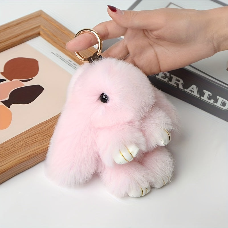 Rabbit Fuzzy Toy Keychain Animal Key Ring Purse Bag Backpack Car Key Charm