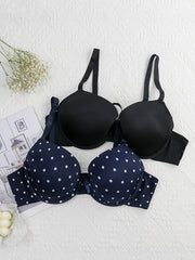 2 Pack Plus Size Casual Bras Set Women's Plus Bow Knot Underwire