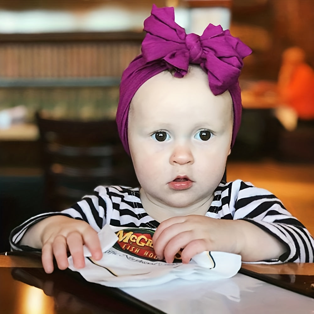Colorful Baby Girls Hat Bowknot Turban Toddler Knit Infant Baby Care