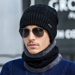 Winter Knitted Beanie Hat & Scarf Set with Ear Protection