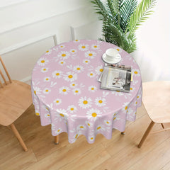 Boho Floral Round Tablecloth Stain Resistant Waterproof Wrinkle Resistant