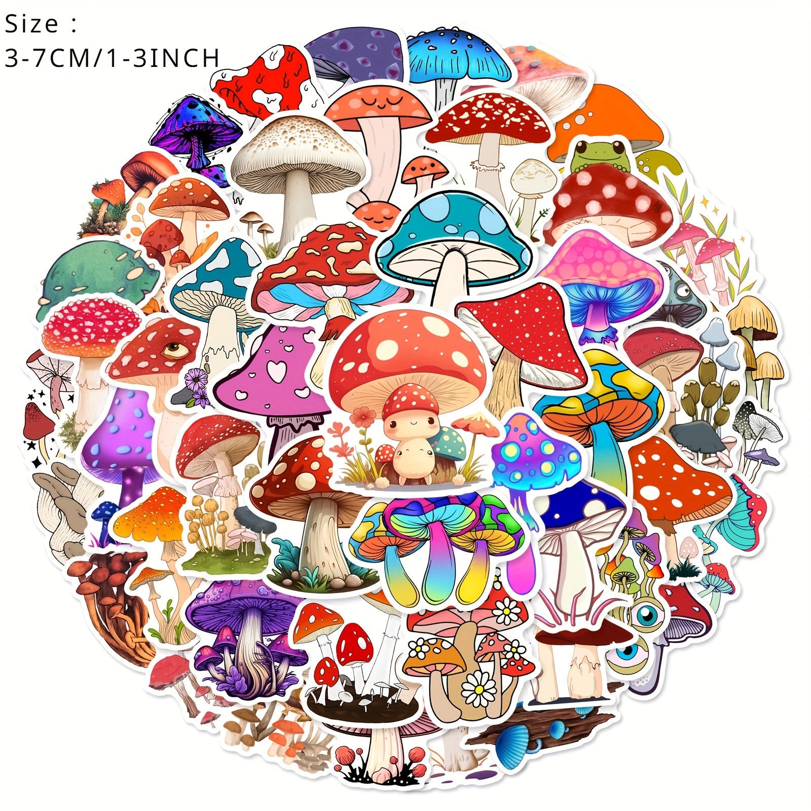50pcs Cartoon Mushroom Series Stickers Laptop Helmet Desktop Water Cup Decorativ
