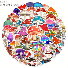50pcs Cartoon Mushroom Series Stickers Laptop Helmet Desktop Water Cup Decorativ