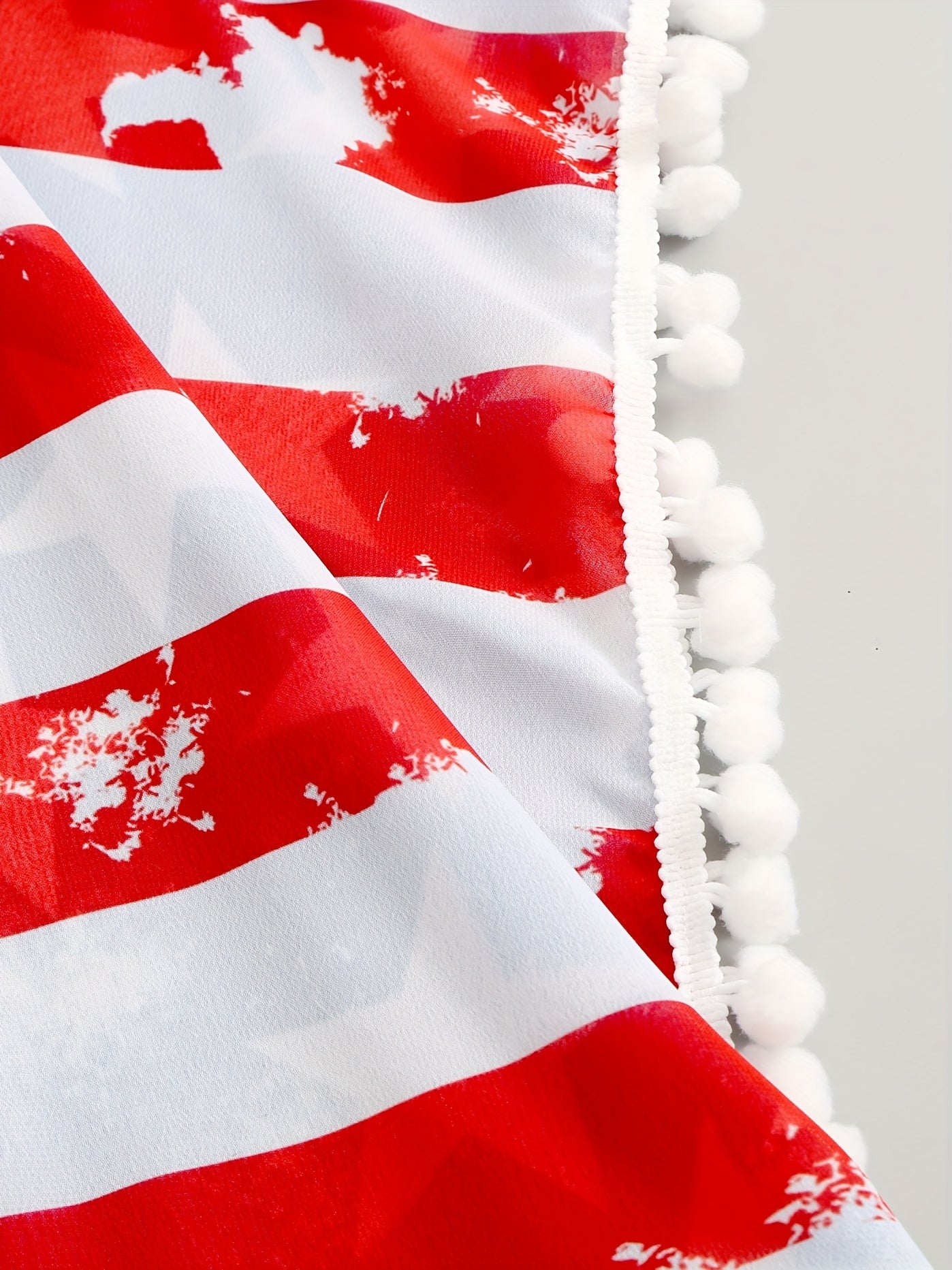Flag Print Pompom Trim Cover Up for Plus Size