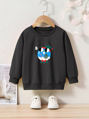 Cartoon Graphic Crew Neck Long Sleeve Sweatshirt for Kids