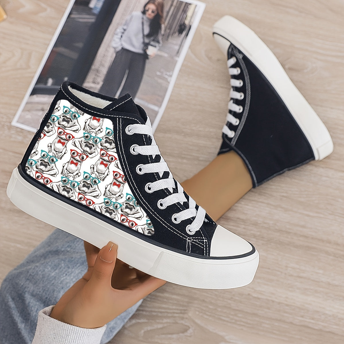 Plush Lined Chunky Canvas Sneakers High Top